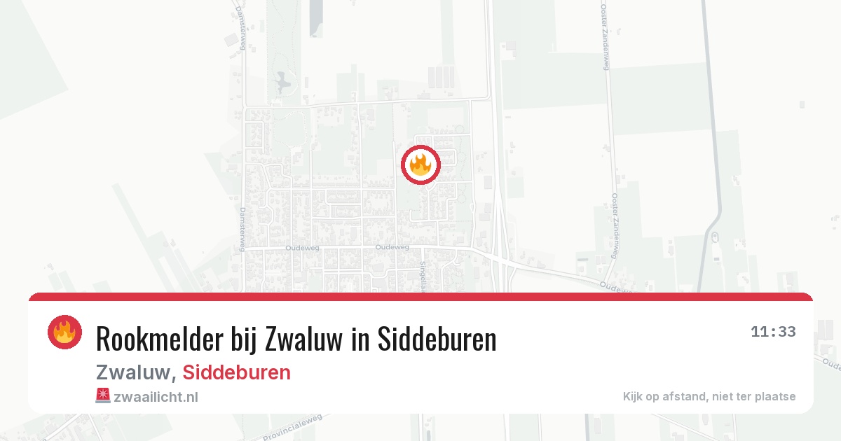 Rookmelder bij Zwaluw in Siddeburen — 19 jun 2026