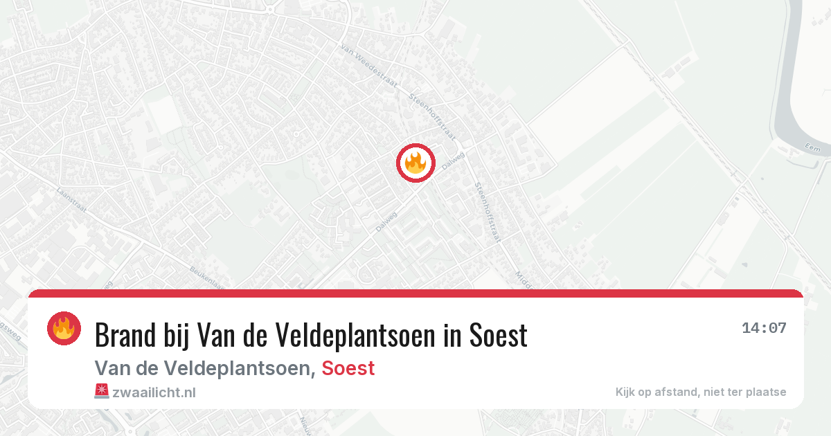 Brand bij Van de Veldeplantsoen in Soest — 20 jun 2026