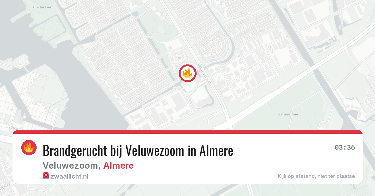 Brandgerucht bij Veluwezoom in Almere — 29 jun 2026