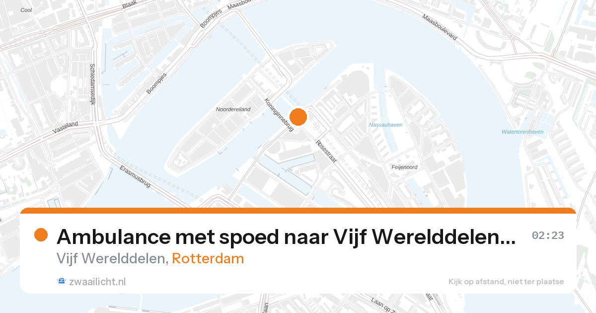 Ambulance met spoed naar Vijf Werelddelen in Rotterdam — 27 aug 2026