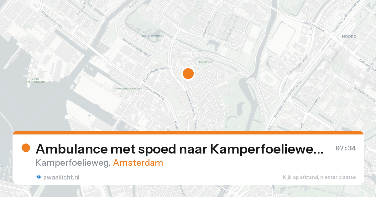 Ambulance met spoed naar Kamperfoelieweg in Amsterdam — 16 aug 2026