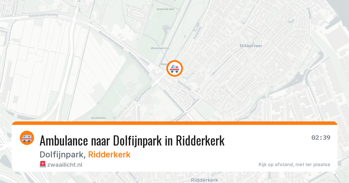 Ambulance naar Dolfijnpark in Ridderkerk — 18 jul 2026