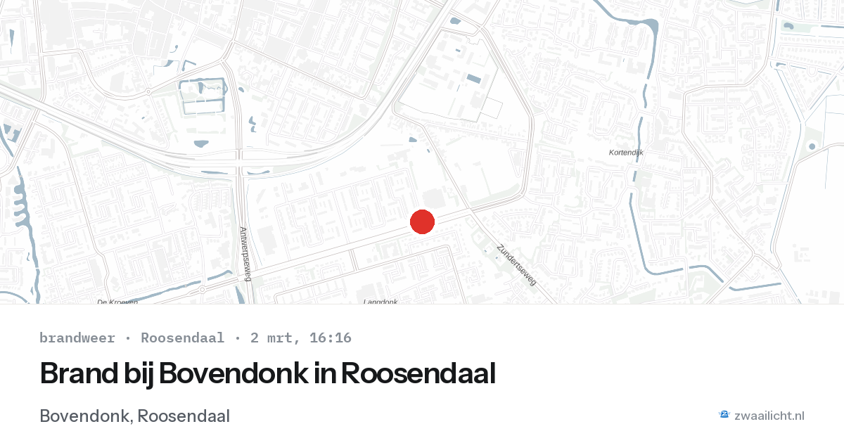 Brand bij Bovendonk in Roosendaal — 2 mrt 2026
