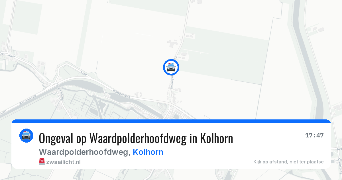 Ongeval op Waardpolderhoofdweg in Kolhorn — 28 jul 2026