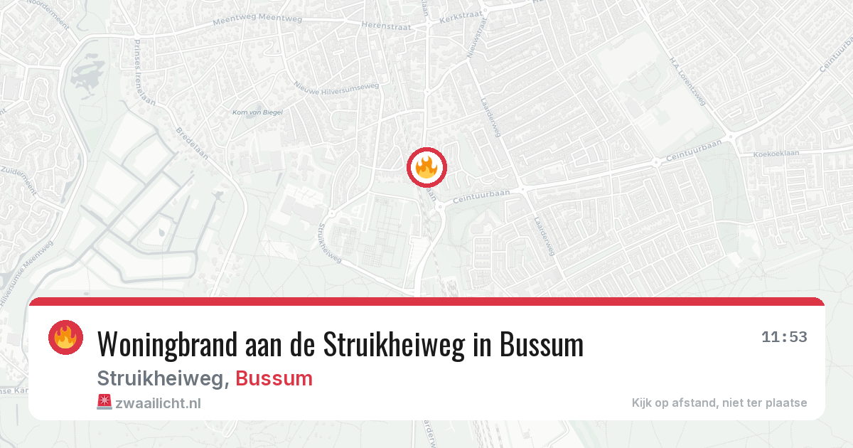 Woningbrand aan de Struikheiweg in Bussum — 26 jun 2026