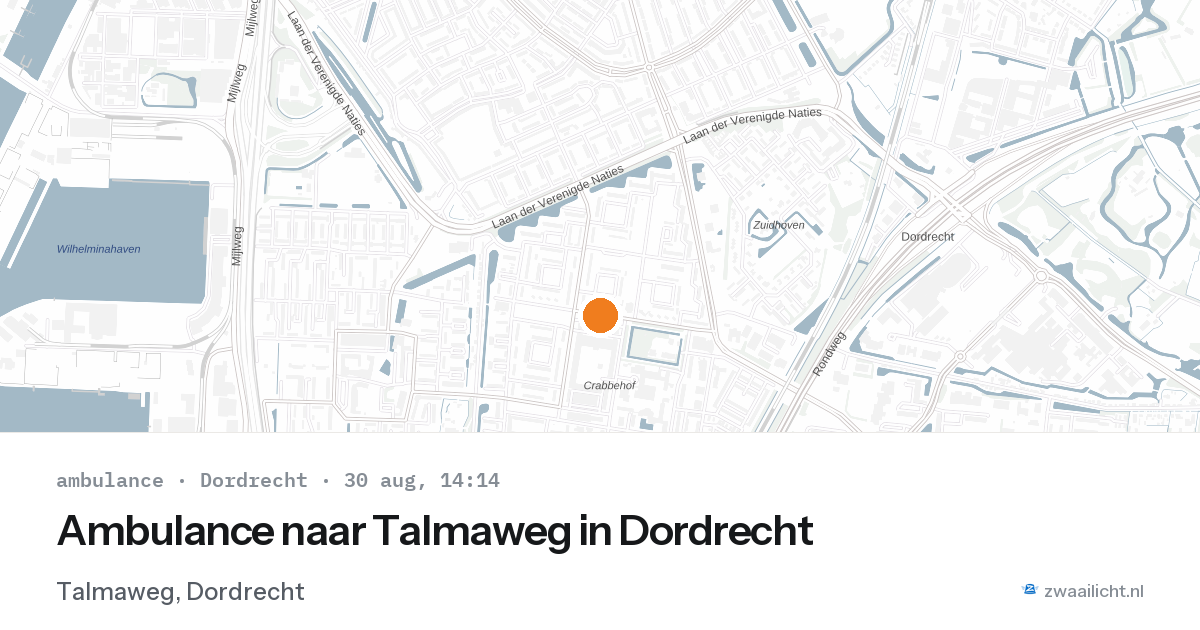 Ambulance naar Talmaweg in Dordrecht — 30 aug 2026