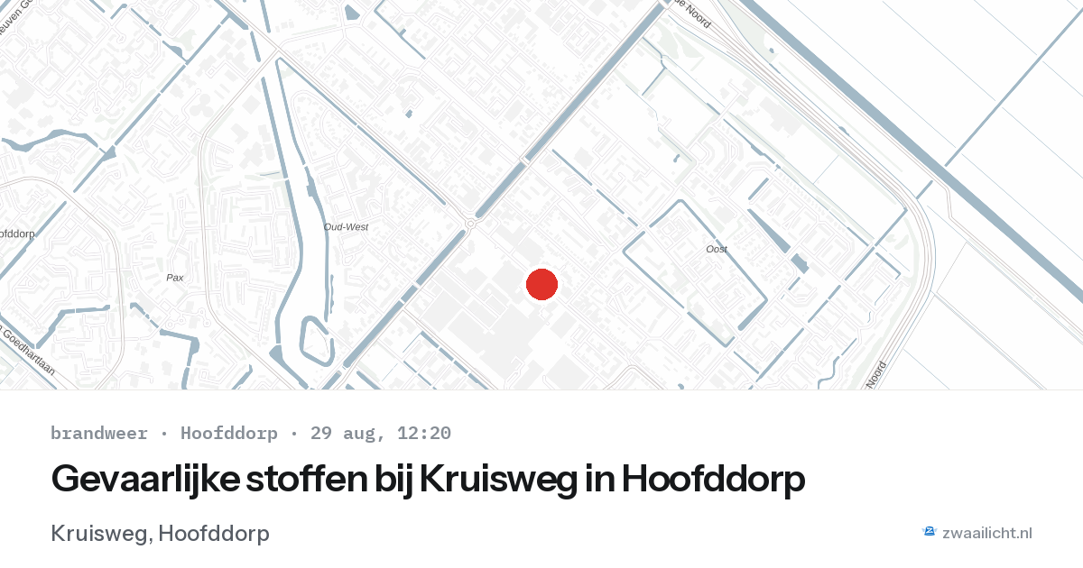 Gevaarlijke stoffen bij Kruisweg in Hoofddorp — 29 aug 2026