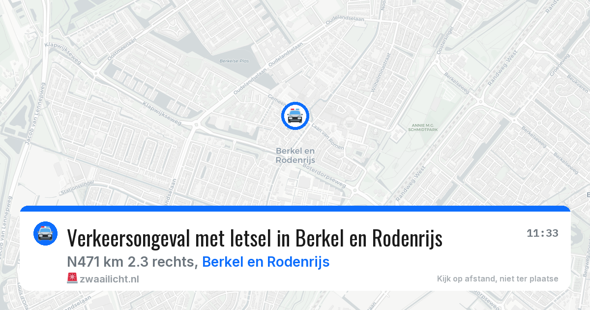 Verkeersongeval met letsel in Berkel en Rodenrijs — 13 mei 2026