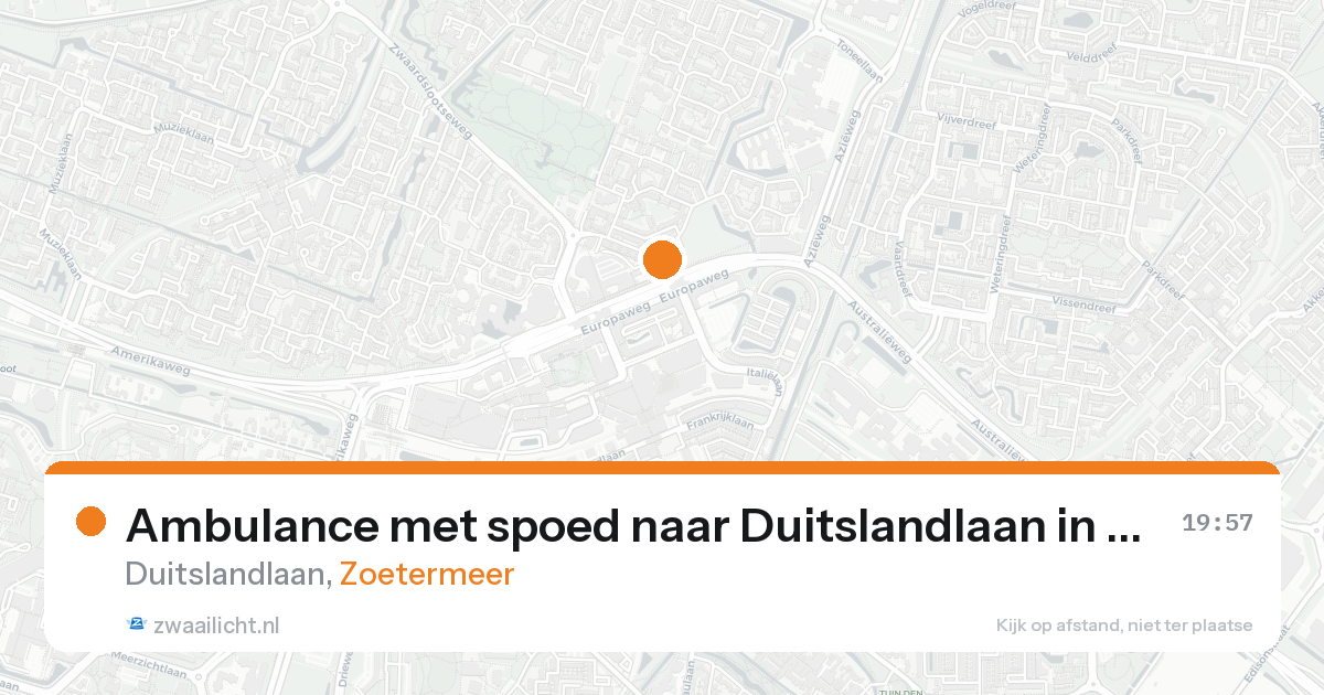 Ambulance met spoed naar Duitslandlaan in Zoetermeer — 24 aug 2026