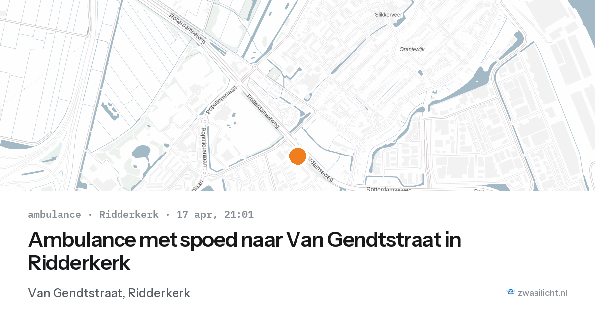 Ambulance met spoed naar Van Gendtstraat in Ridderkerk — 17 apr 2026