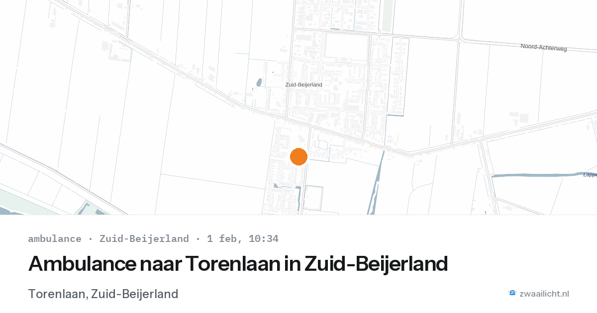 Ambulance naar Torenlaan in Zuid-Beijerland — 1 feb 2026