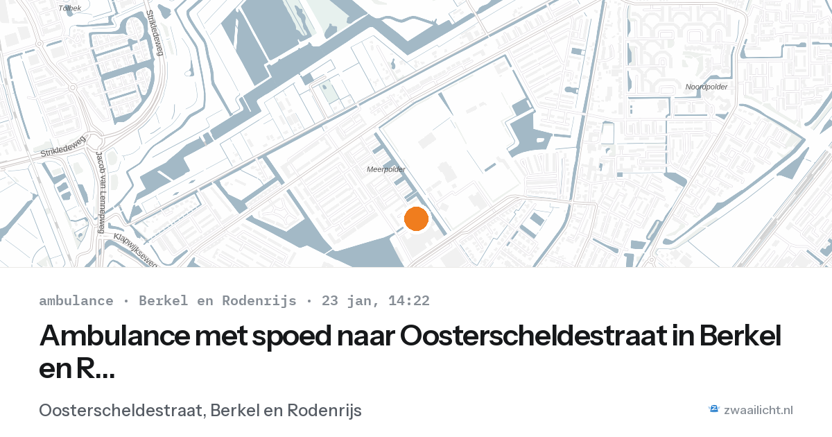 Ambulance met spoed naar Oosterscheldestraat in Berkel en Rodenrijs — 23 jan 2026