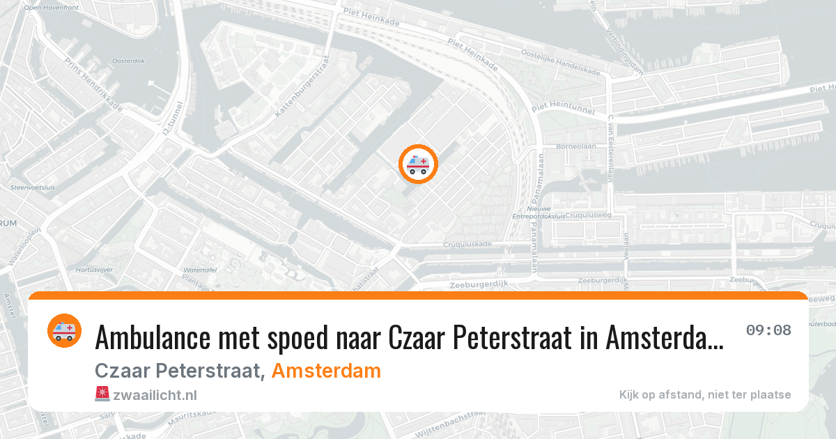 Ambulance met spoed naar Czaar Peterstraat in Amsterdam — 6 aug 2026