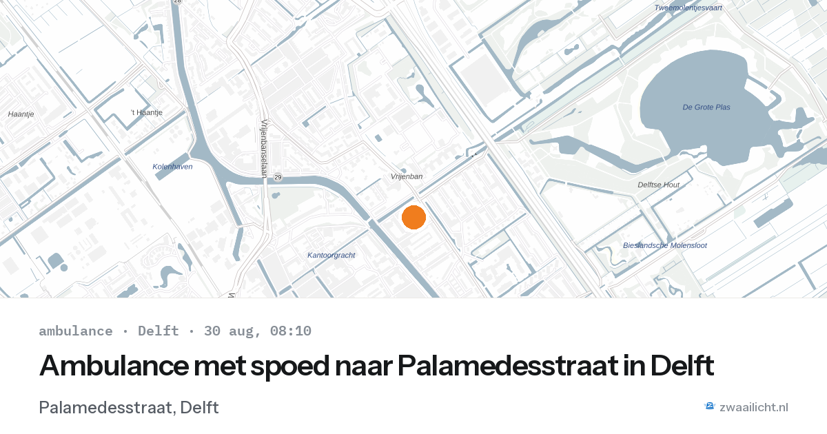 Ambulance met spoed naar Palamedesstraat in Delft — 30 aug 2026