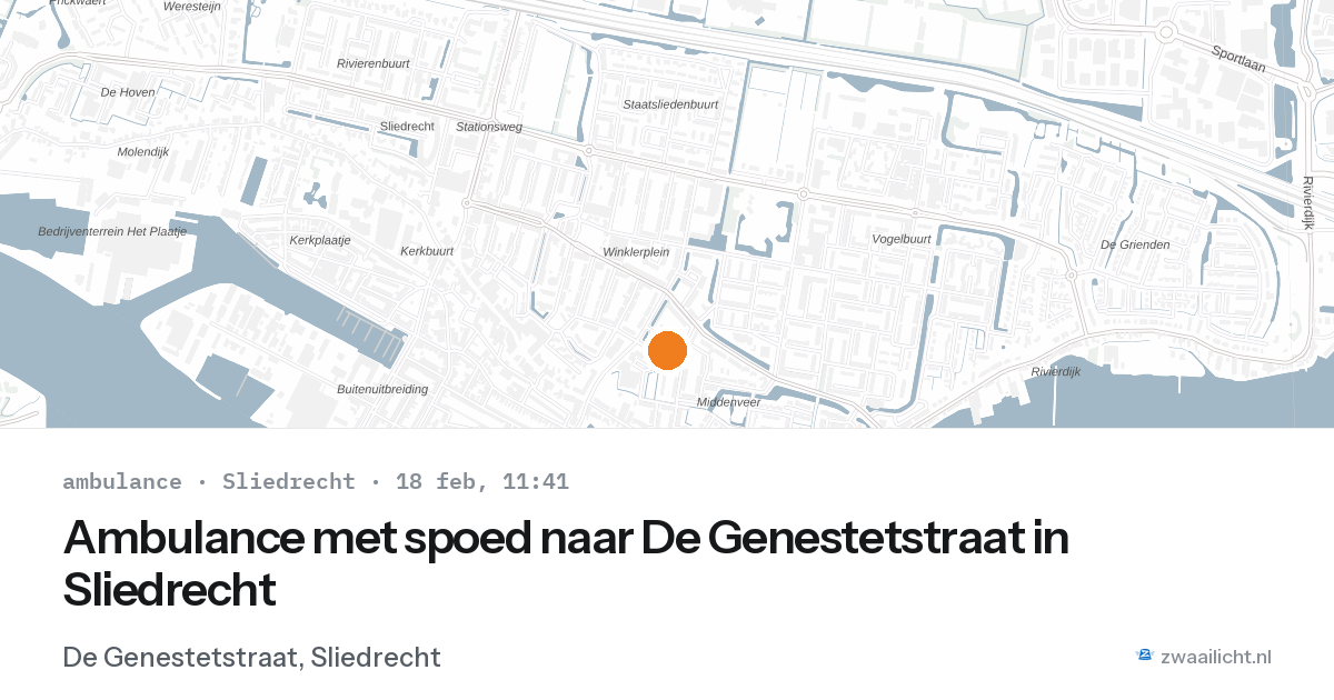 Ambulance met spoed naar De Genestetstraat in Sliedrecht — 18 feb 2026