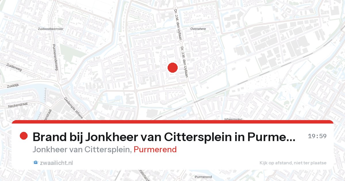 Brand bij Jonkheer van Cittersplein in Purmerend — 26 aug 2026