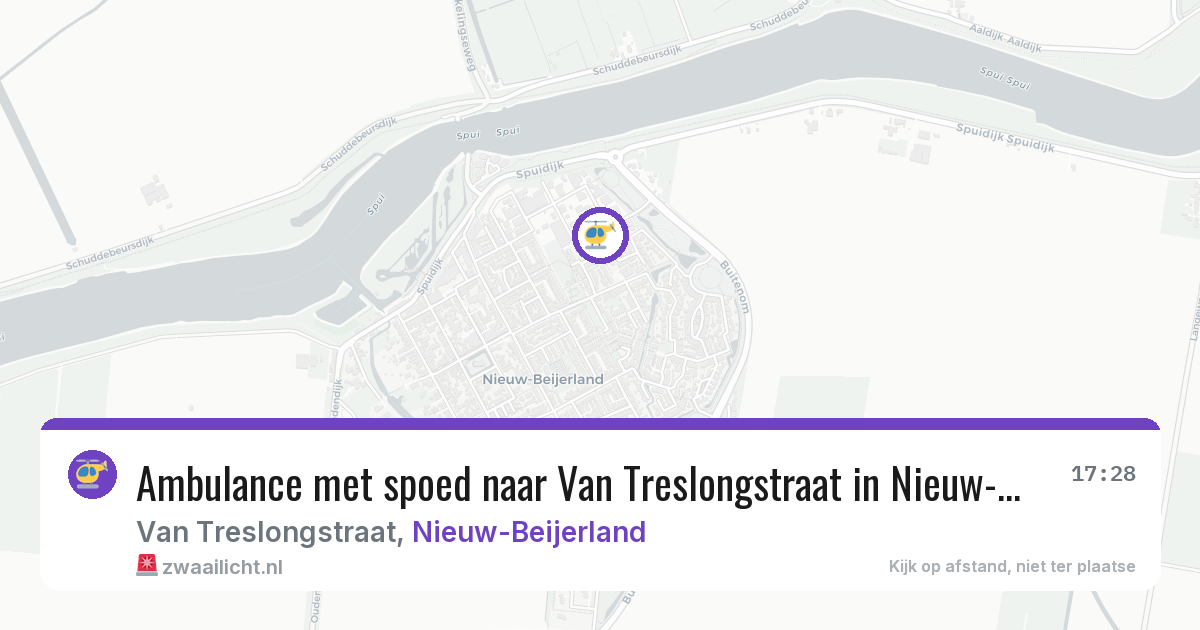 Ambulance met spoed naar Van Treslongstraat in Nieuw-Beijerland — 16 jul 2026