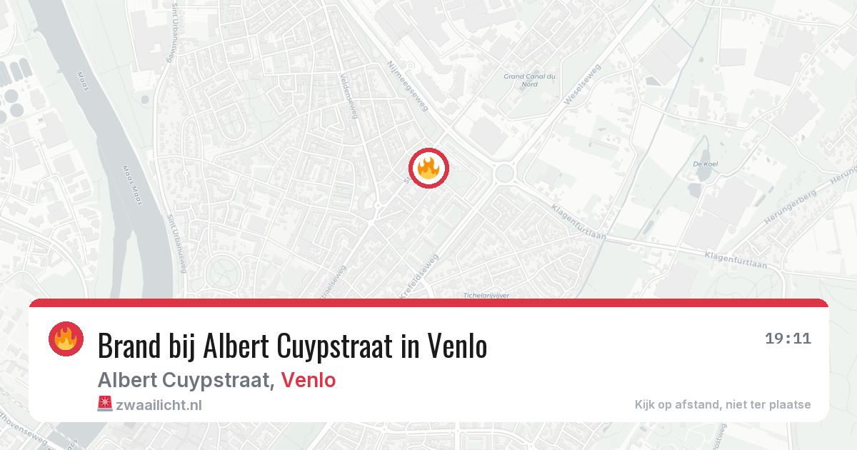 Brand bij Albert Cuypstraat in Venlo — 21 mrt 2026
