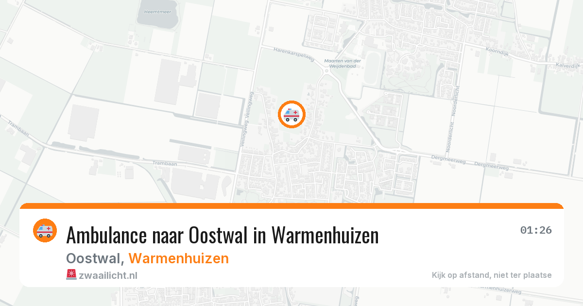 Ambulance naar Oostwal in Warmenhuizen — 24 mei 2026