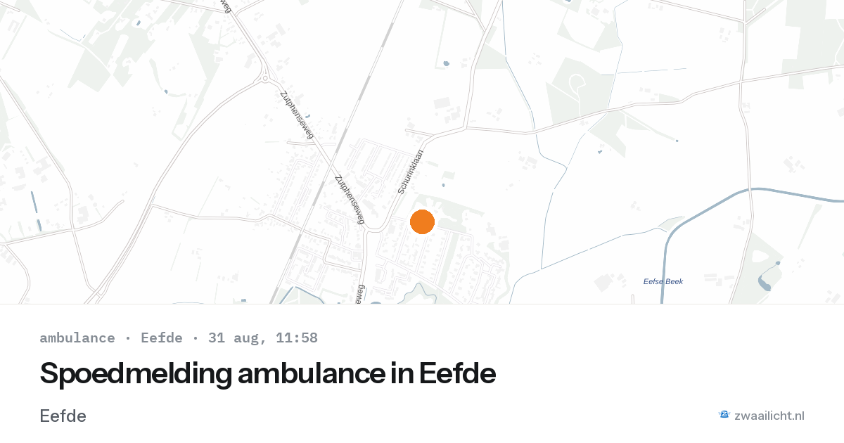 Spoedmelding ambulance in Eefde — 31 aug 2026
