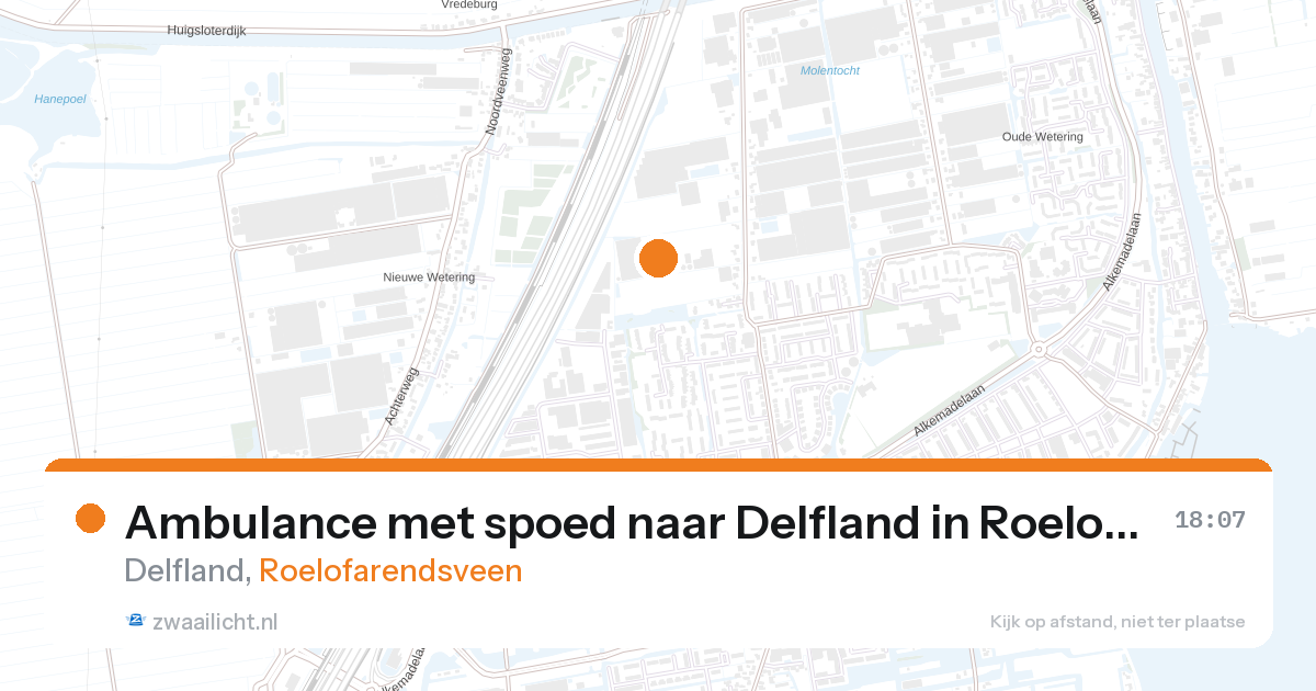 Ambulance met spoed naar Delfland in Roelofarendsveen — 20 aug 2026