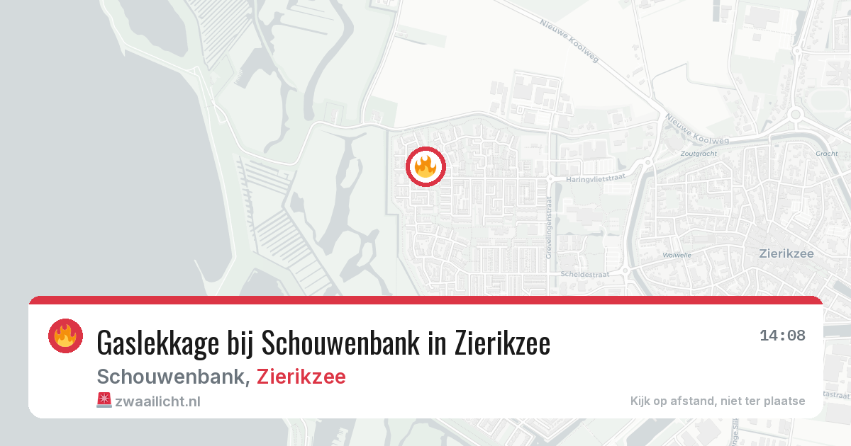 Gaslekkage bij Schouwenbank in Zierikzee — 13 aug 2026