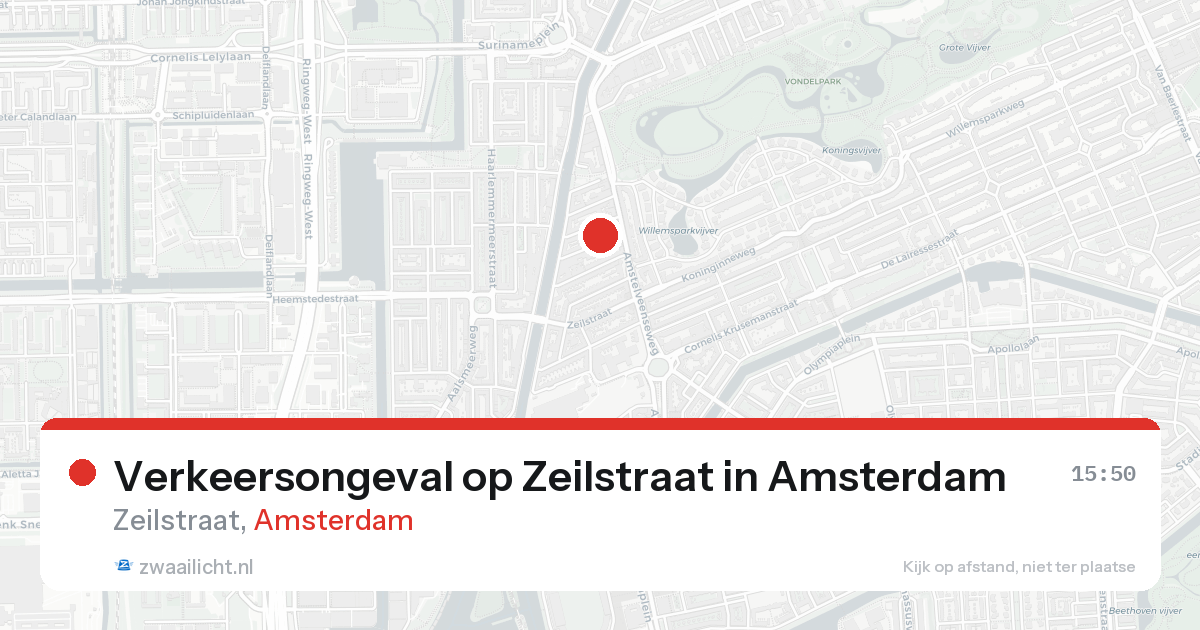 Verkeersongeval op Zeilstraat in Amsterdam — 17 aug 2026