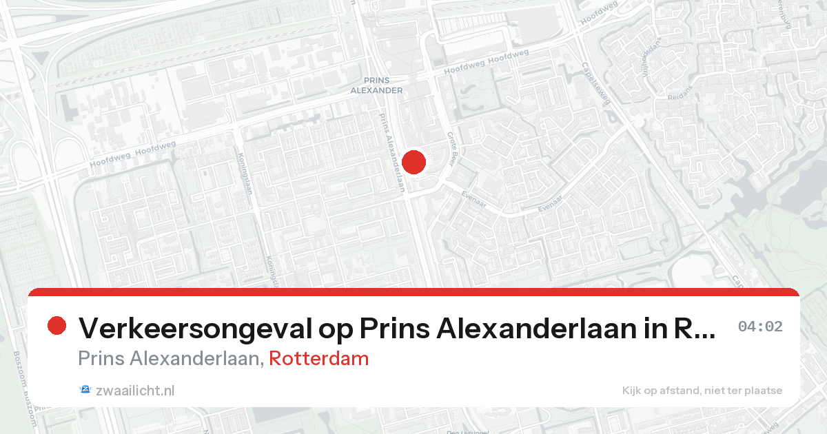 Verkeersongeval op Prins Alexanderlaan in Rotterdam — 20 aug 2026