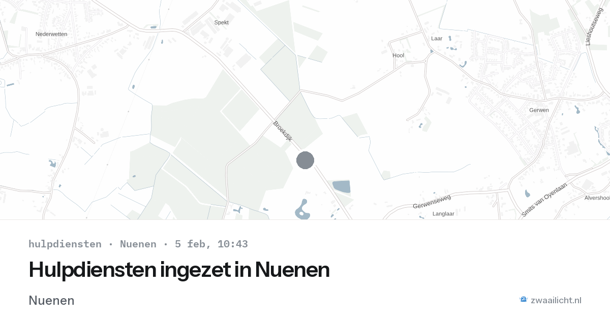 Hulpdiensten ingezet in Nuenen — 5 feb 2026 | 🚨 Zwaailicht.nl