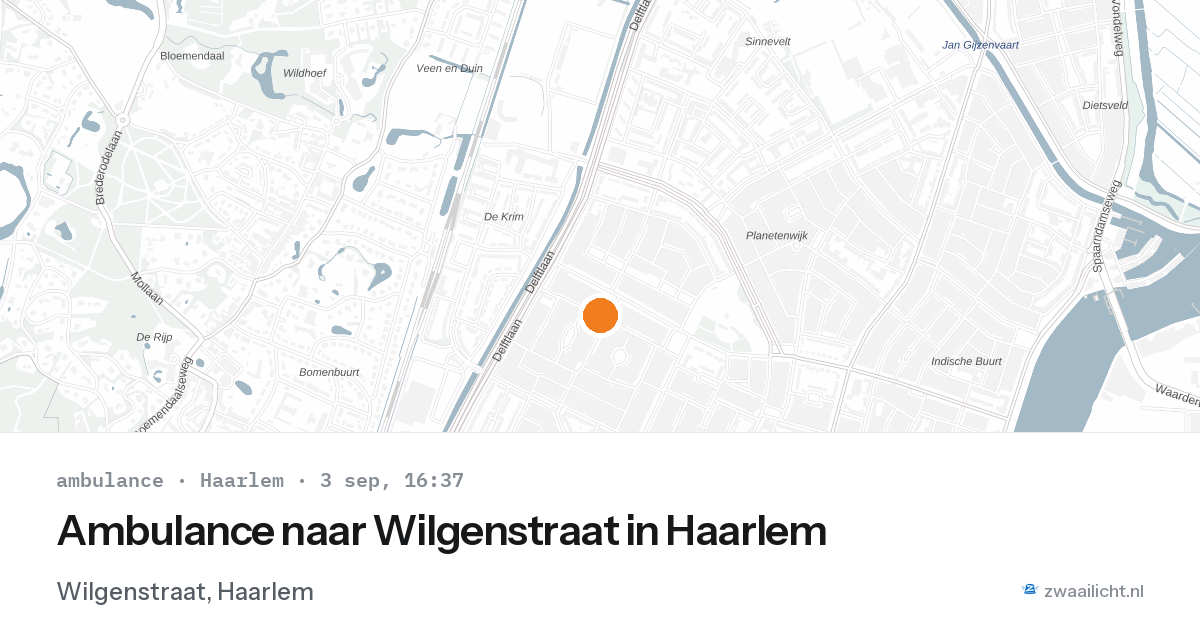 Ambulance naar Wilgenstraat in Haarlem — 3 sep 2026