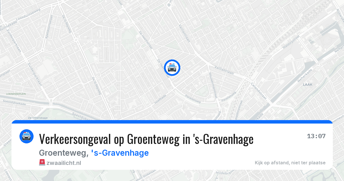 Verkeersongeval op Groenteweg in 's-Gravenhage — 16 jul 2026