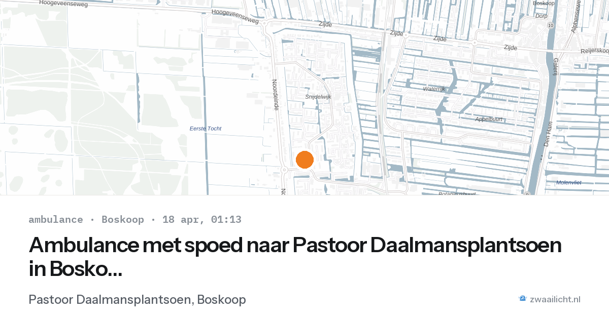 Ambulance met spoed naar Pastoor Daalmansplantsoen in Boskoop — 17 apr 2026