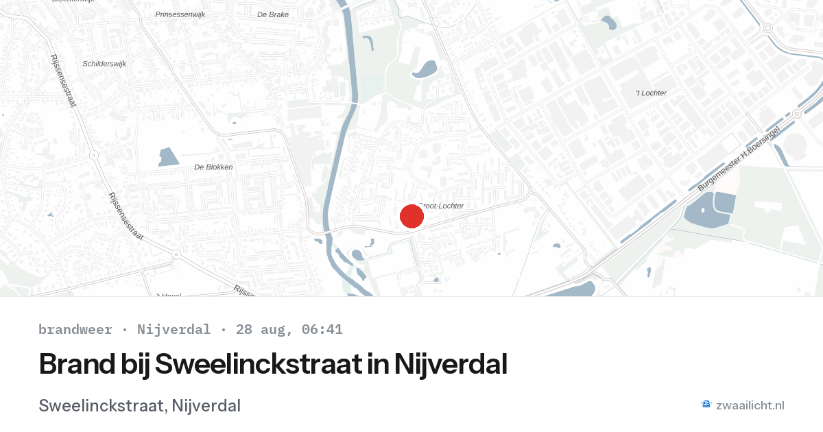 Brand bij Sweelinckstraat in Nijverdal — 28 aug 2026