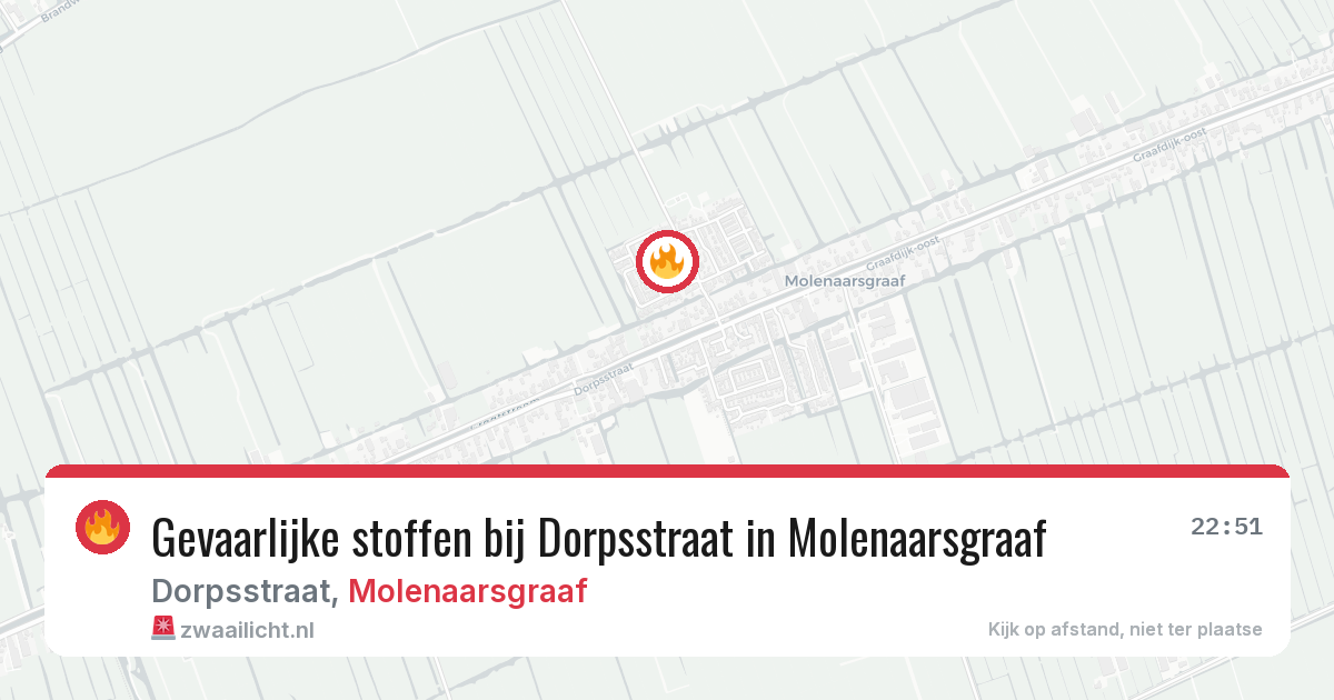 Gevaarlijke stoffen bij Dorpsstraat in Molenaarsgraaf — 19 jun 2026