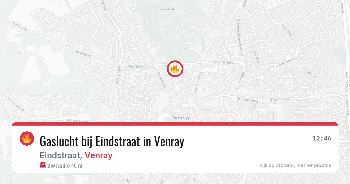 Gaslucht bij Eindstraat in Venray — 14 jul 2026