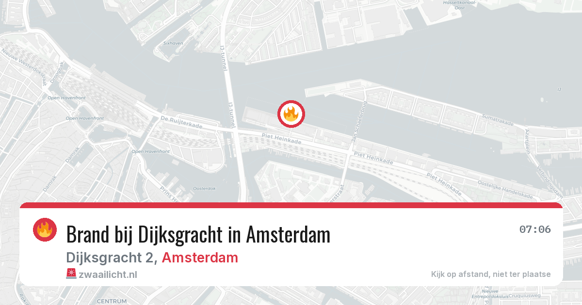 Brand bij Dijksgracht in Amsterdam — 13 aug 2026