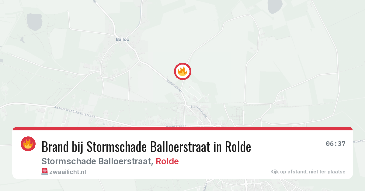 Brand bij Stormschade Balloerstraat in Rolde — 20 jun 2026