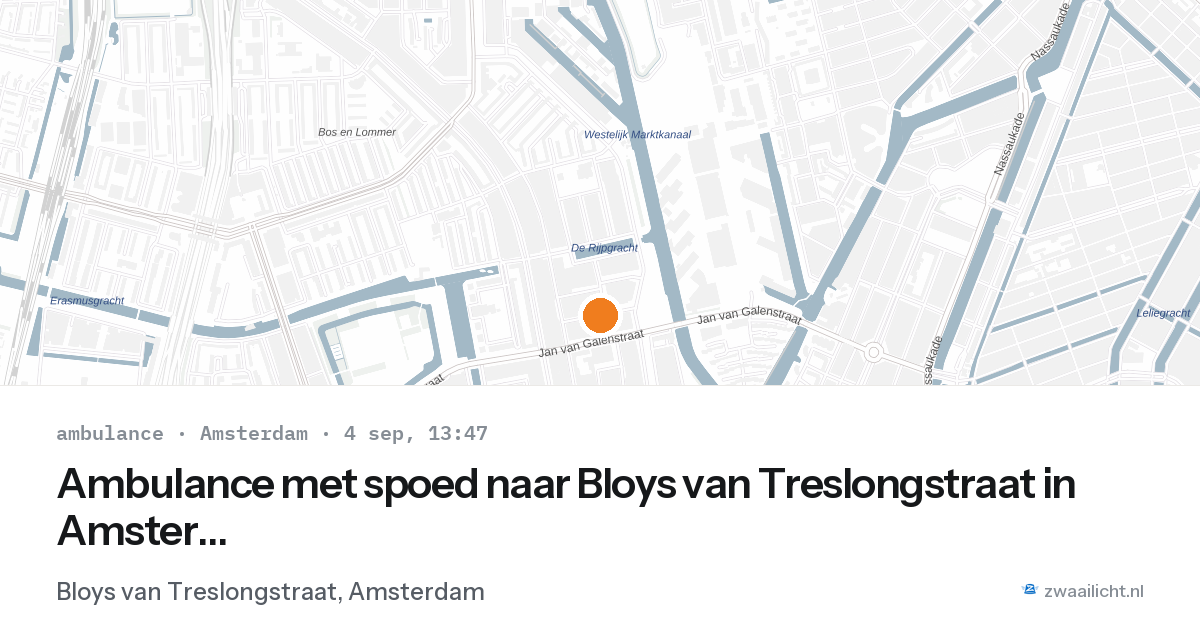 Ambulance met spoed naar Bloys van Treslongstraat in Amsterdam — 4 sep 2026