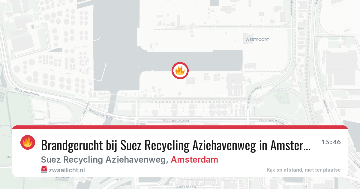 Brandgerucht bij Suez Recycling Aziehavenweg in Amsterdam — 23 mei 2026