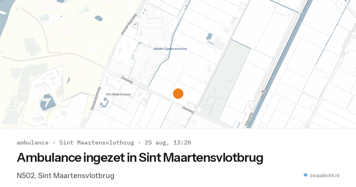 Ambulance ingezet in Sint Maartensvlotbrug — 25 aug 2026