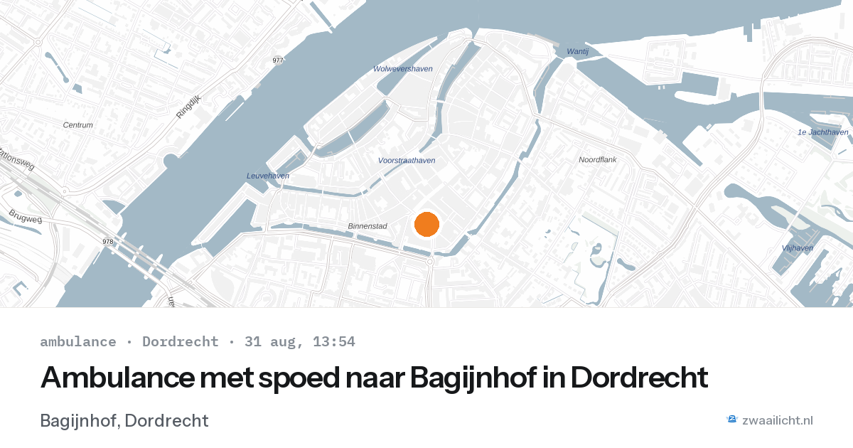 Ambulance met spoed naar Bagijnhof in Dordrecht — 31 aug 2026
