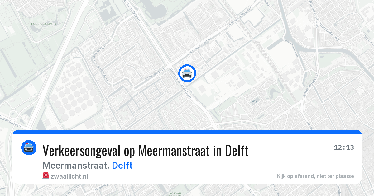 Verkeersongeval op Meermanstraat in Delft — 14 jun 2026