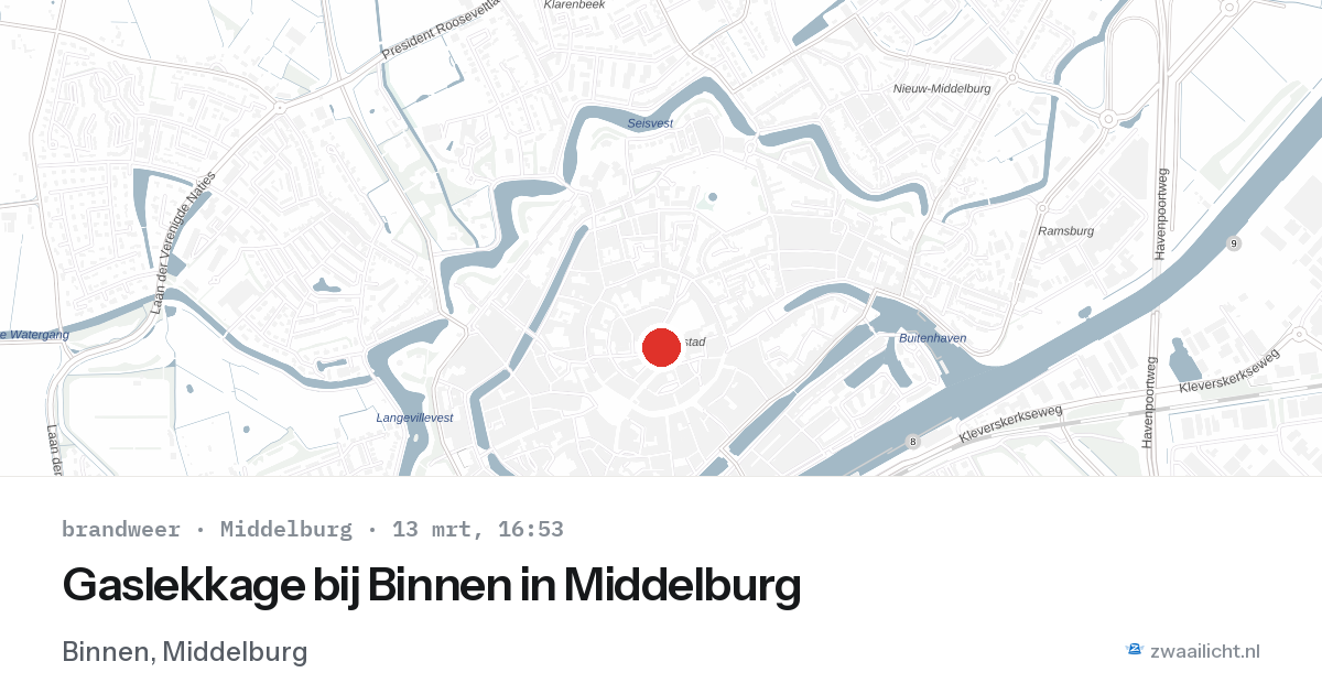 Gaslekkage bij Binnen in Middelburg — 13 mrt 2026