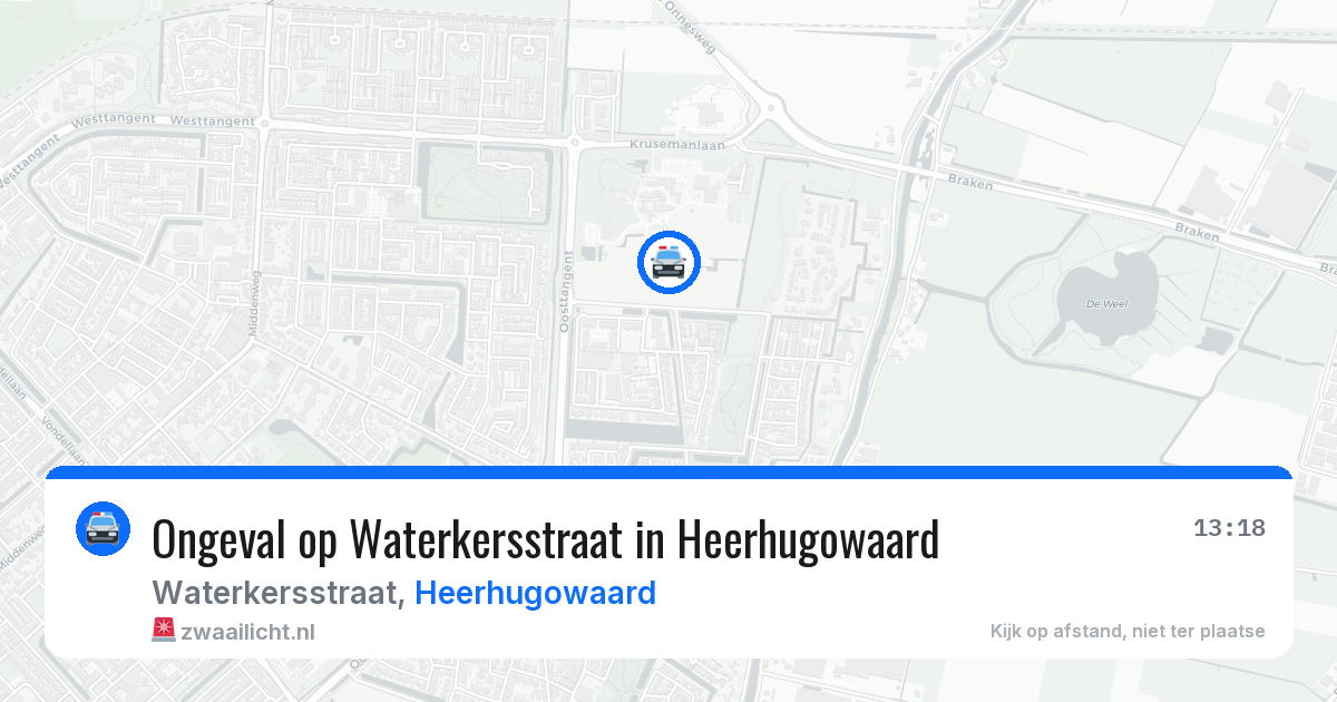 Ongeval op Waterkersstraat in Heerhugowaard — 18 apr 2026