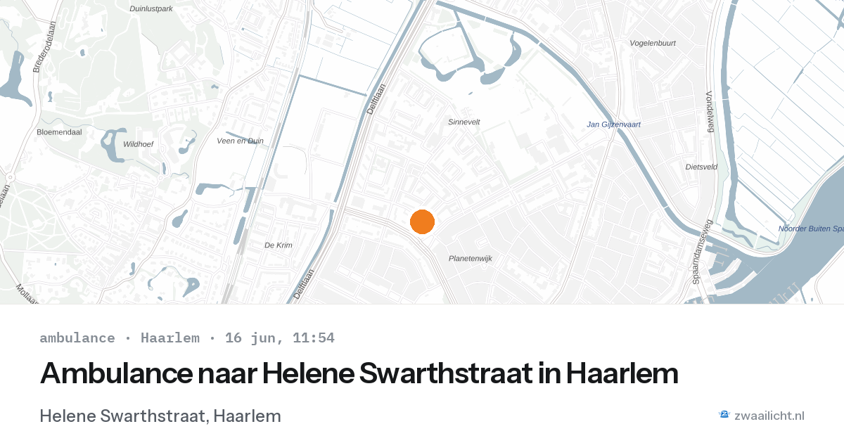 Ambulance naar Helene Swarthstraat in Haarlem — 16 jun 2026