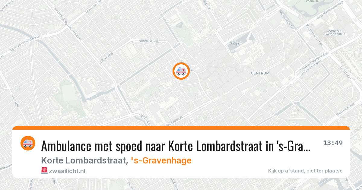 Ambulance met spoed naar Korte Lombardstraat in 's-Gravenhage — 13 aug 2026