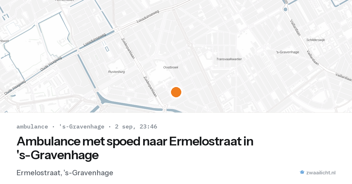 Ambulance met spoed naar Ermelostraat in 's-Gravenhage — 2 sep 2026