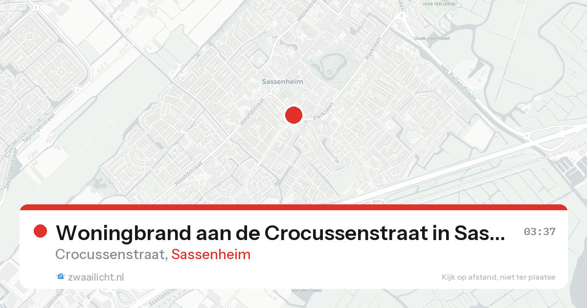 Woningbrand aan de Crocussenstraat in Sassenheim — 17 aug 2026