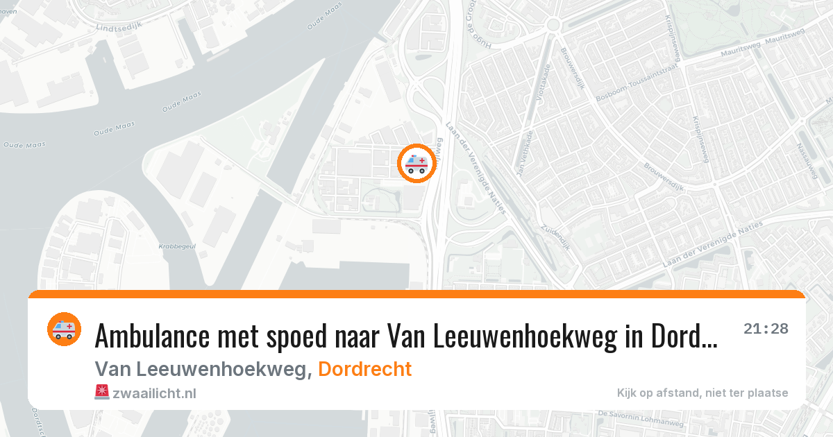 Ambulance met spoed naar Van Leeuwenhoekweg in Dordrecht — 6 aug 2026