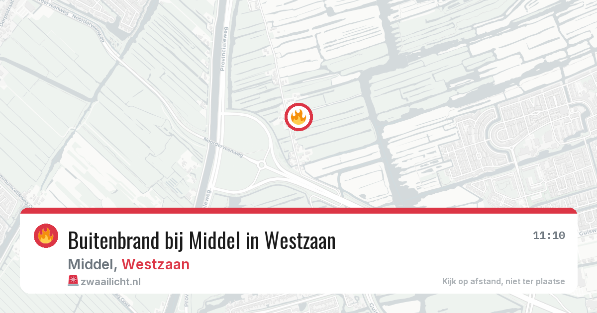 Buitenbrand bij Middel in Westzaan — 16 jun 2026